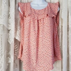 💟3/$20 NWOT LOFT pink floral top Large